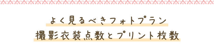 よく見るべきフォトプラン 撮影衣装点数とプリント枚数